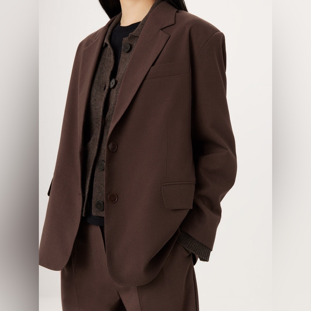 NWT Boxy Single Breasted Blazer in Dark Roast